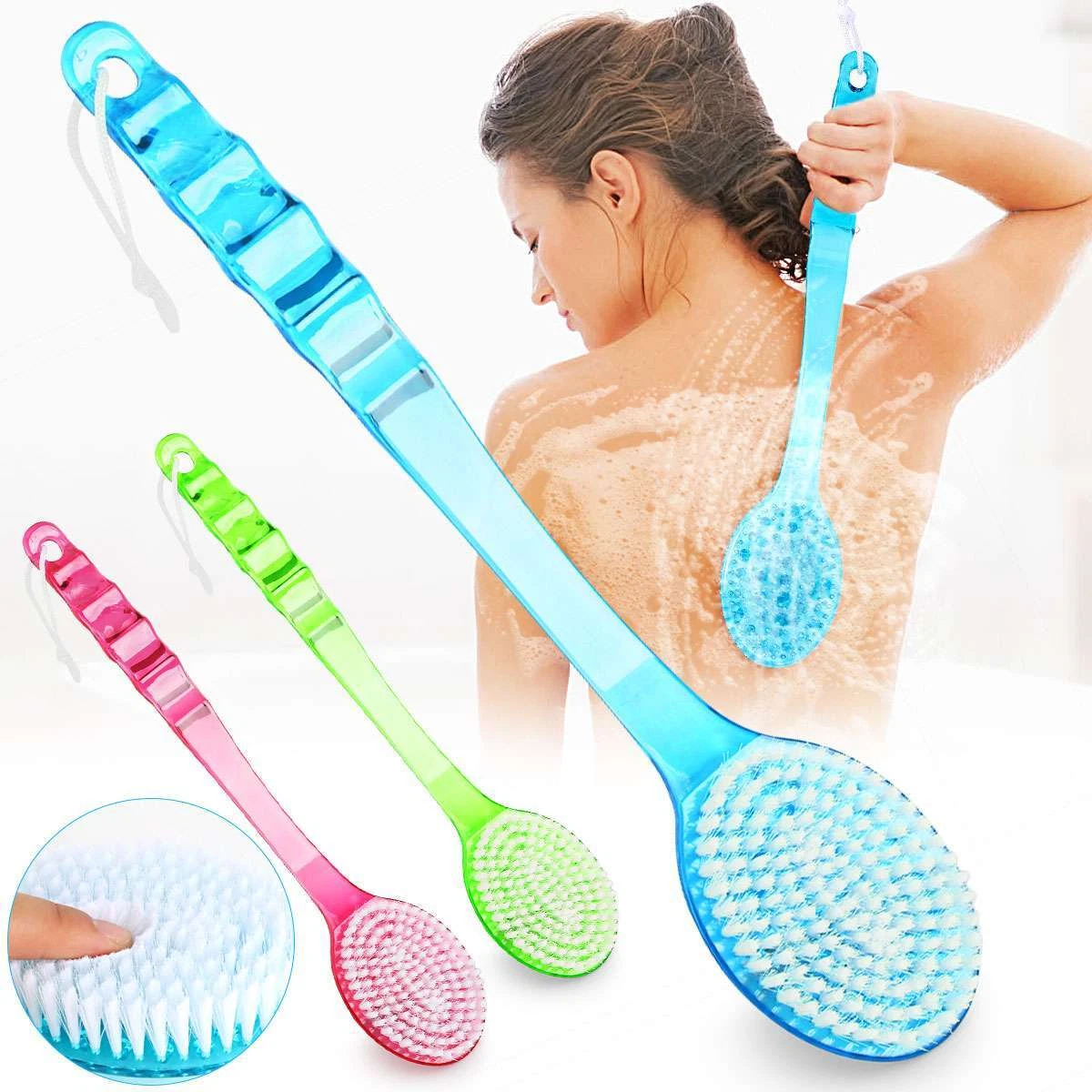 Long Handle Back Brush for Shower Massage Back Scrubber Body Scrub