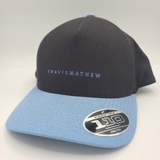 Travis Mathew Golf Hat Mesh Snapback Baseball Cap Blackout Powder Blue Logo