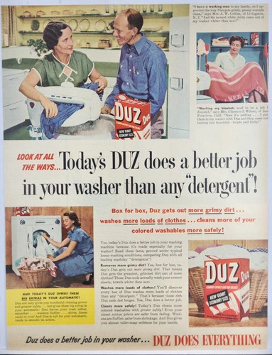 1952 Duz Laundry Soap MCM Original Print Ad Life Magazine 50's