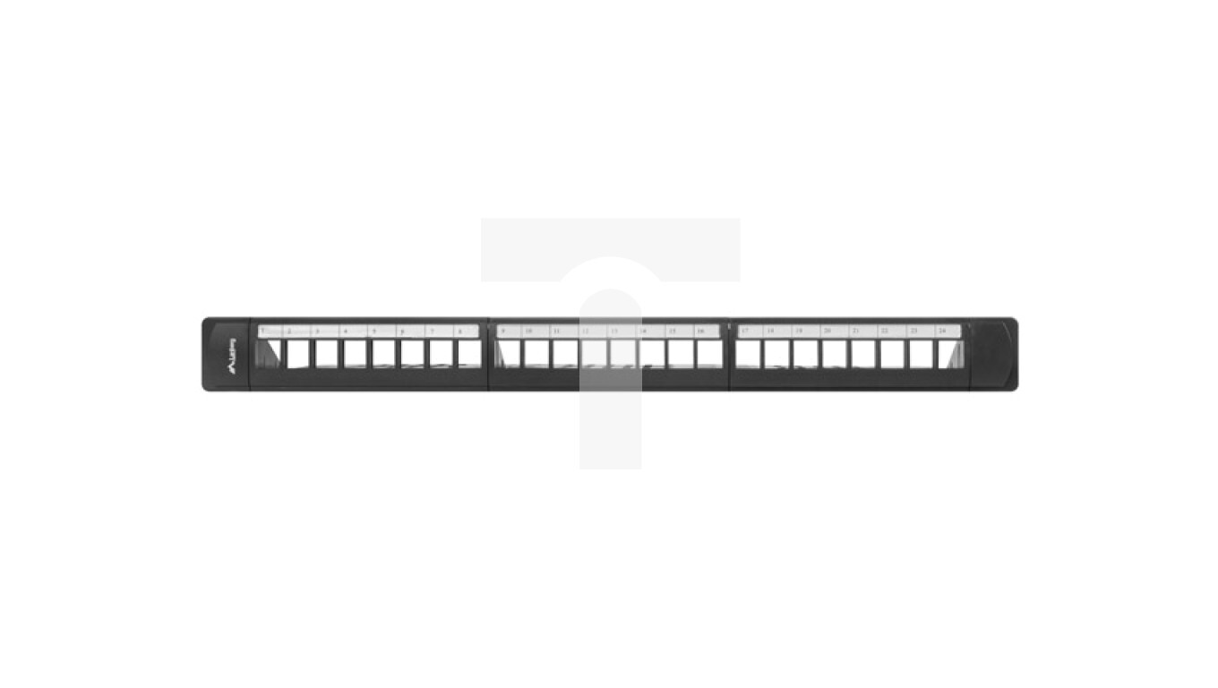 Empty patch panel 24 port 1U 19 with organizer for Keystone modules black /T2UK