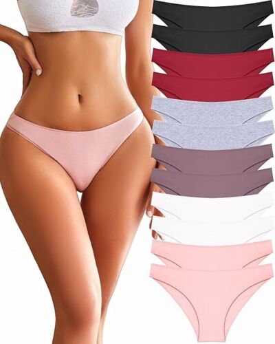 FINETOO 12 Pack Cotton Underwear for Women Cute Low Rise Bikini Panties High Cut