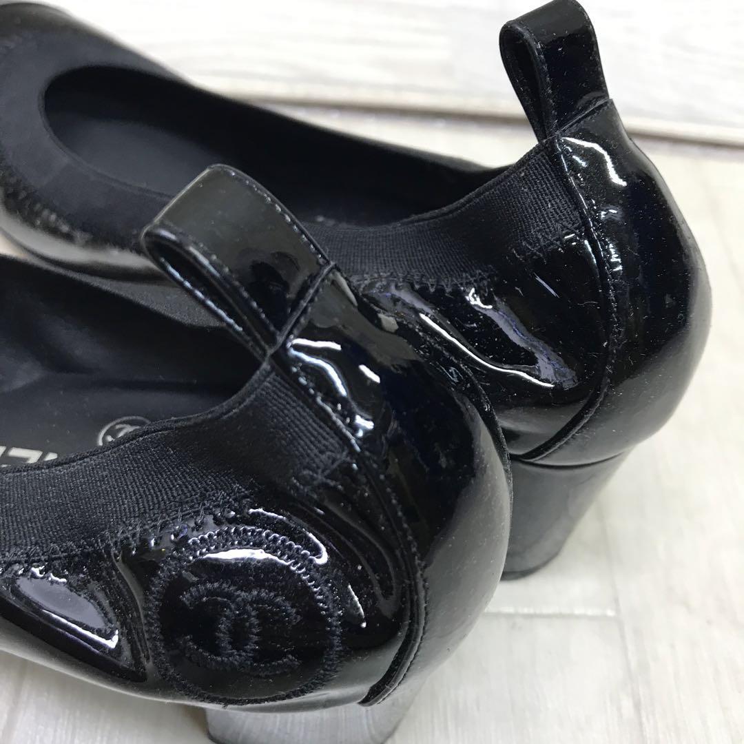 CHANEL Coco Mark Patent Leather Chunky Heel Pumps | eBay
