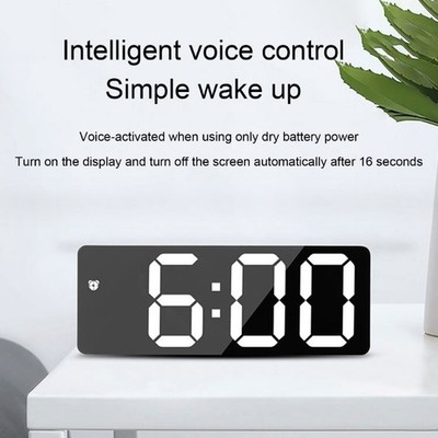 Contemporary Tabletop Mirror LED Digital Alarm Clock with Adjustable Brightness