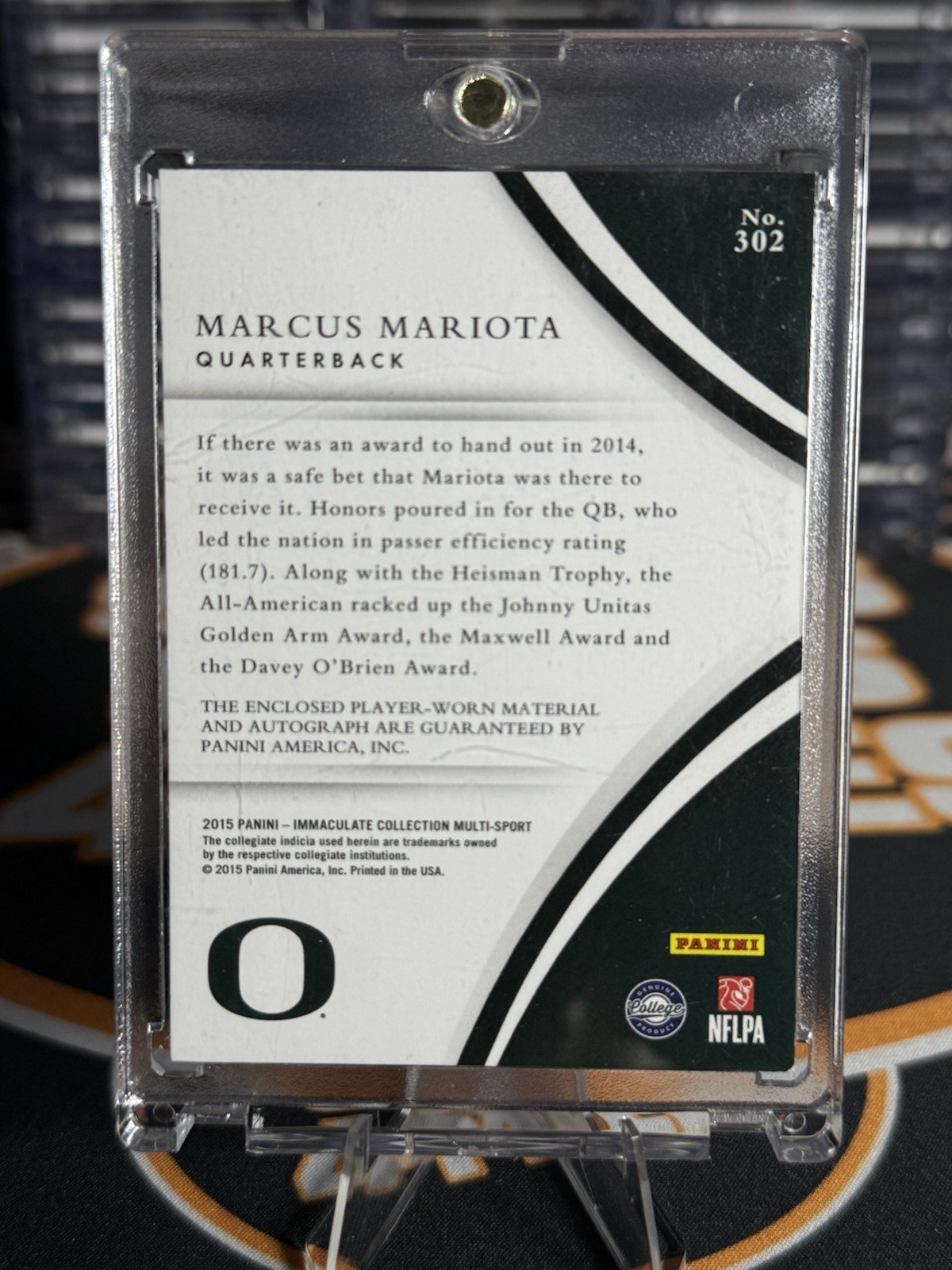 2015 Immaculate Multi-Sport Marcus Mariota Rookie RC Jersey Auto /99 #302 view 6