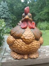VTG 1969 Atlantic Mold Co. Artist Signed Ceramic Chicken Cookie Jar