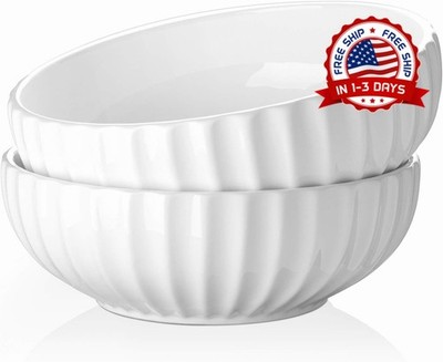Tazones para servir 9.8'' 86oz ceramica blanca set 2 fiesta cocina regalo hogar