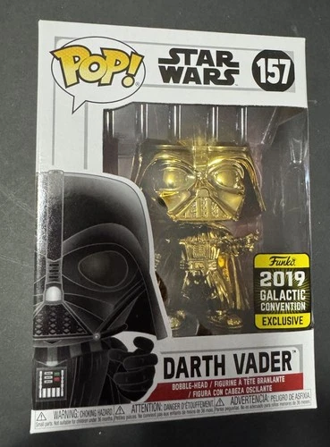 Funko POP! Star Wars Chrome Gold Darth Vader #157 2019 Galactic Convention NEW