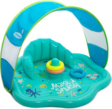 Infant Baby Pool Float, Adjustable Canopy, 28 Inch Size, Multiple Colors, Splash