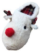Womens Plush Tan Reindeer Memory Foam Slippers Holiday Character Shoes 9-11
