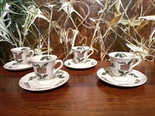 WEDGWOOD England MANDARIN - 4 schöne Mokka- Espressotassen mit Untertassen