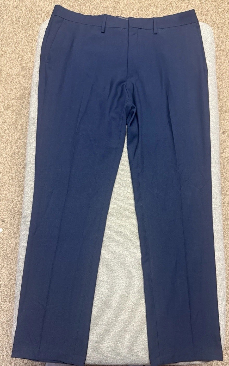 Haggar Mens Navy Blue Premium Comfort Dress Pant 38x32 Slim Fit