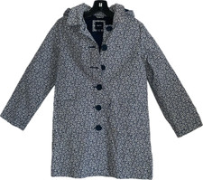GapKids Navy/White Floral Cotton/Nylon Raincoat Pockets Hood Size XL 12