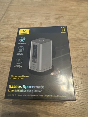 Baseus Docking Station, Spacemate(Win) 11 in 1, Triple Display, 4K HDMI and DP