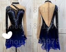 New Ice Figure Skating Dress Figure Skating Dress For Competition blue dyeing