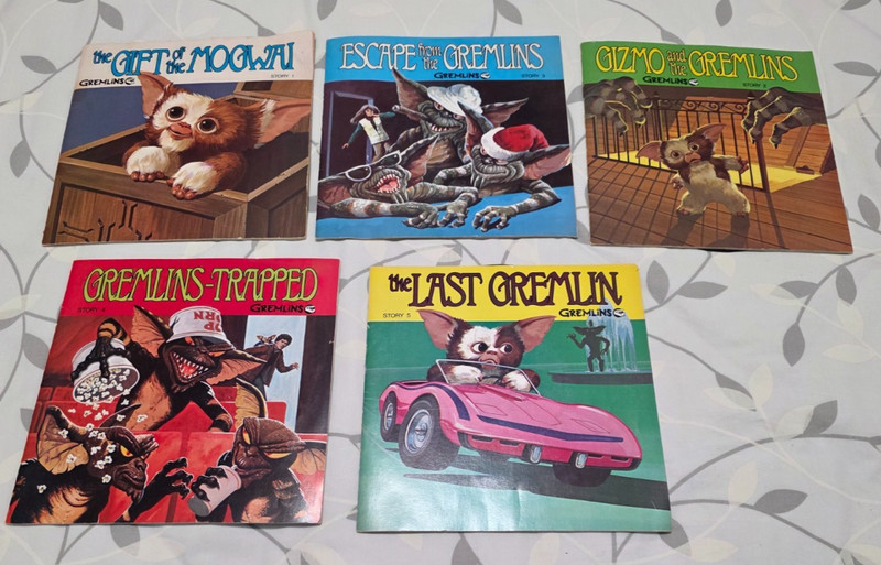 Vintage 1984 Gremlins Warner Bros Story Book & Record 1-5 Complete Set