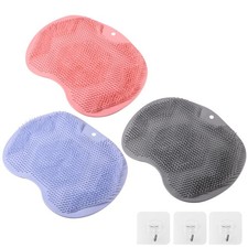 3PACK Silicone Shower Foot Scrubber,Wall Slip Suction Cups Body Scrubber
