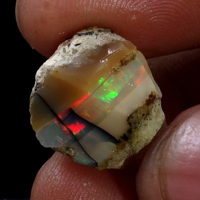 11.20 Carat Natural Dry Ethiopian Opal Welo Multi Fire Rough Raw Loose Gemstone