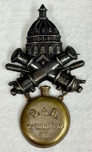 GAR Washington DC Capitol & Crossed Cannons 1861–65 Canteen Badge