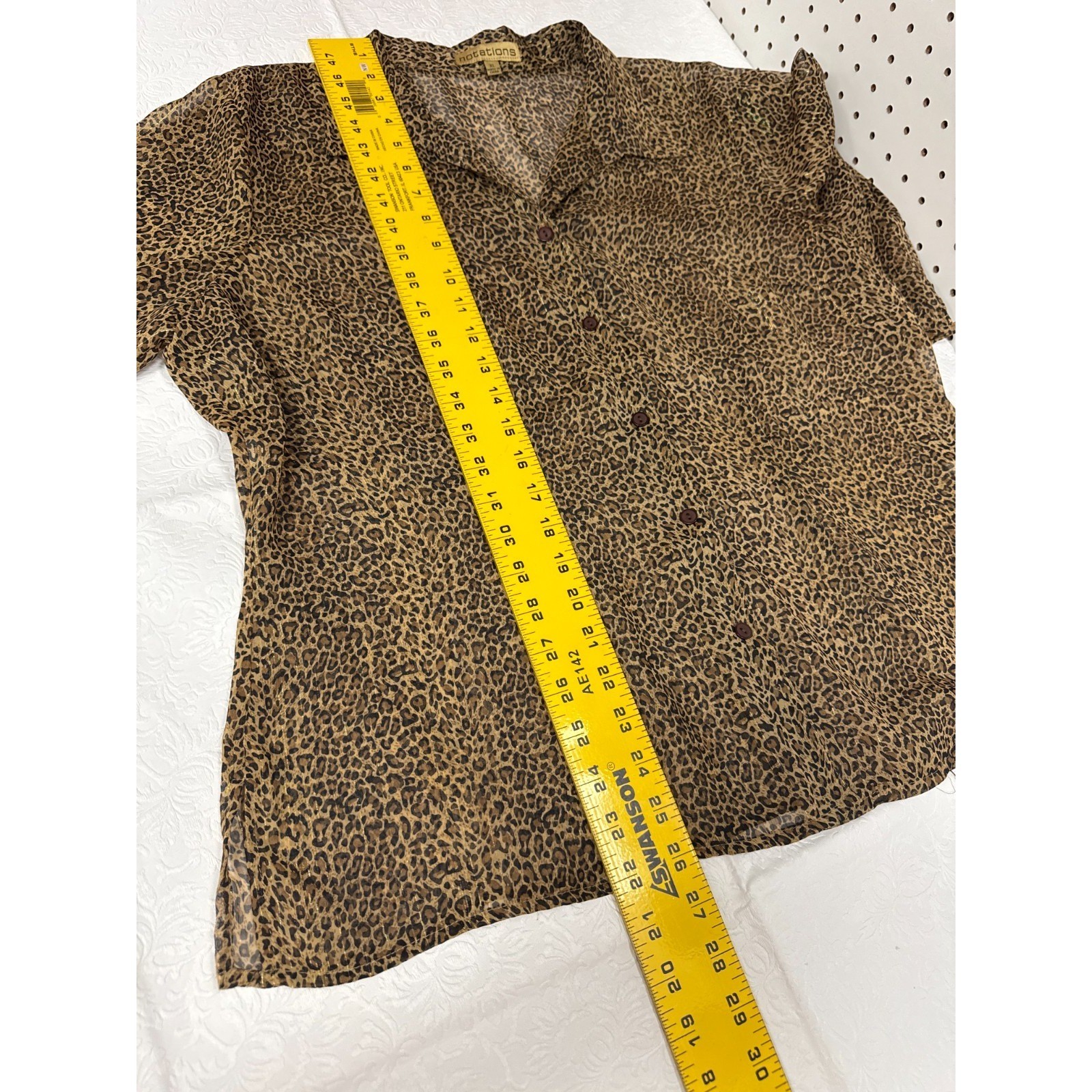 Notations Leopard Print Sheer Button Up Shirt Blo… - image 6