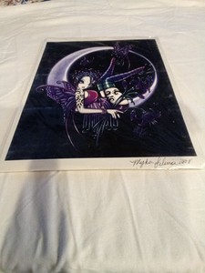Goth Fairy Sitting On A Cresent Moom Signed By Myka Jelina 2008 Original