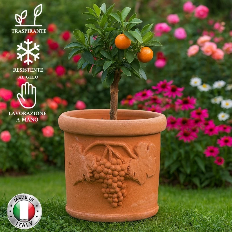 Vasi Da 30 Cm Per Piante Set Di 6 Vasi Rotondi In Plastica Nera ASCOT - Diametro 30 Cm, Per Interni Ed Esterni, Piante Fiori Nero Design