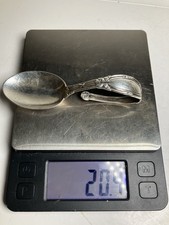Antique Sterling Silver Baby Spoon D Monogram Curved Handle 20g