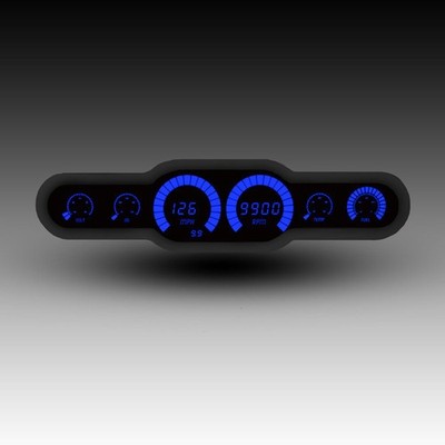 Intellitronix Blue LED 6-Gauge Bargraph Universal Panel With Black Faceplate