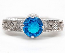 2CT Blue Topaz Topaz 925 Sterling Silver Ring Jewelry Sz 7 IB1-8