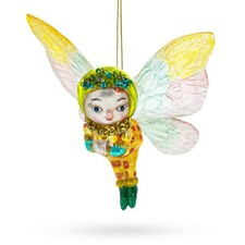 Enchanting Girl in Butterfly Costume Blown Glass Ornament