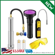 A/c Leak Detector Kit, UV Oil Dye Injector Kit with Adjustable Coupler and Oil C