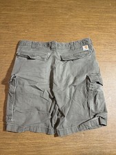 Carhartt Men s Gray Canvas Cotton Cargo Shorts Relaxed Fit Zip Pockets Size: 36