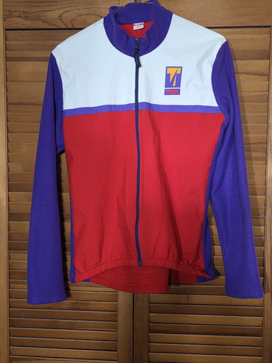 Vintage Trek USA XL Fleece Cycling Jacket 90s Red White Blue Made
