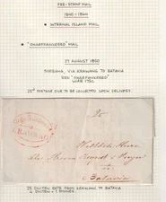 Pre-stamp folded letter 1850  Netherlands Indies  KRAWANG ONGEFRANKEERD