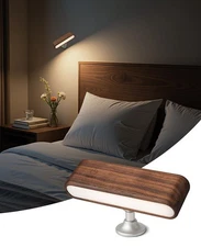Wood LED Wall Sconce Magnetic 360°Rotate Mounted Mini Lamp Brightness Adjusta...