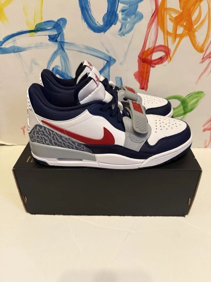 Nike Air Jordan Legacy 312 Branco Baixo/Vermelho Varsity/Marinho Meia-Noite CD7069-164 Tamanho 8.5 - Imagem 2 de 4