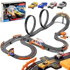 SUFICY 29ft Electric Slot Car Race Track Set for Kids - 4 Cars Lap Counter