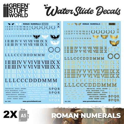 Green Stuff World Abziehbilder Römische Zahlen Water Slide Decals Sheets
