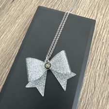 Ted Baker Bow Pendant Necklace Silver Tone Crystal Elegant Gift for Her 45cm