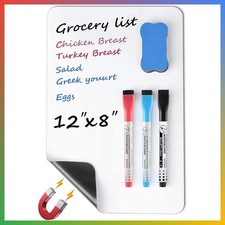 Magnetic Whiteboard 12x8 Inch Fridge Dry Erase Board Reusable Notes Organizer