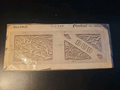 Vintage Craftaid Leather Template No. 3050 Billfold Pattern Flower Name Pattern 