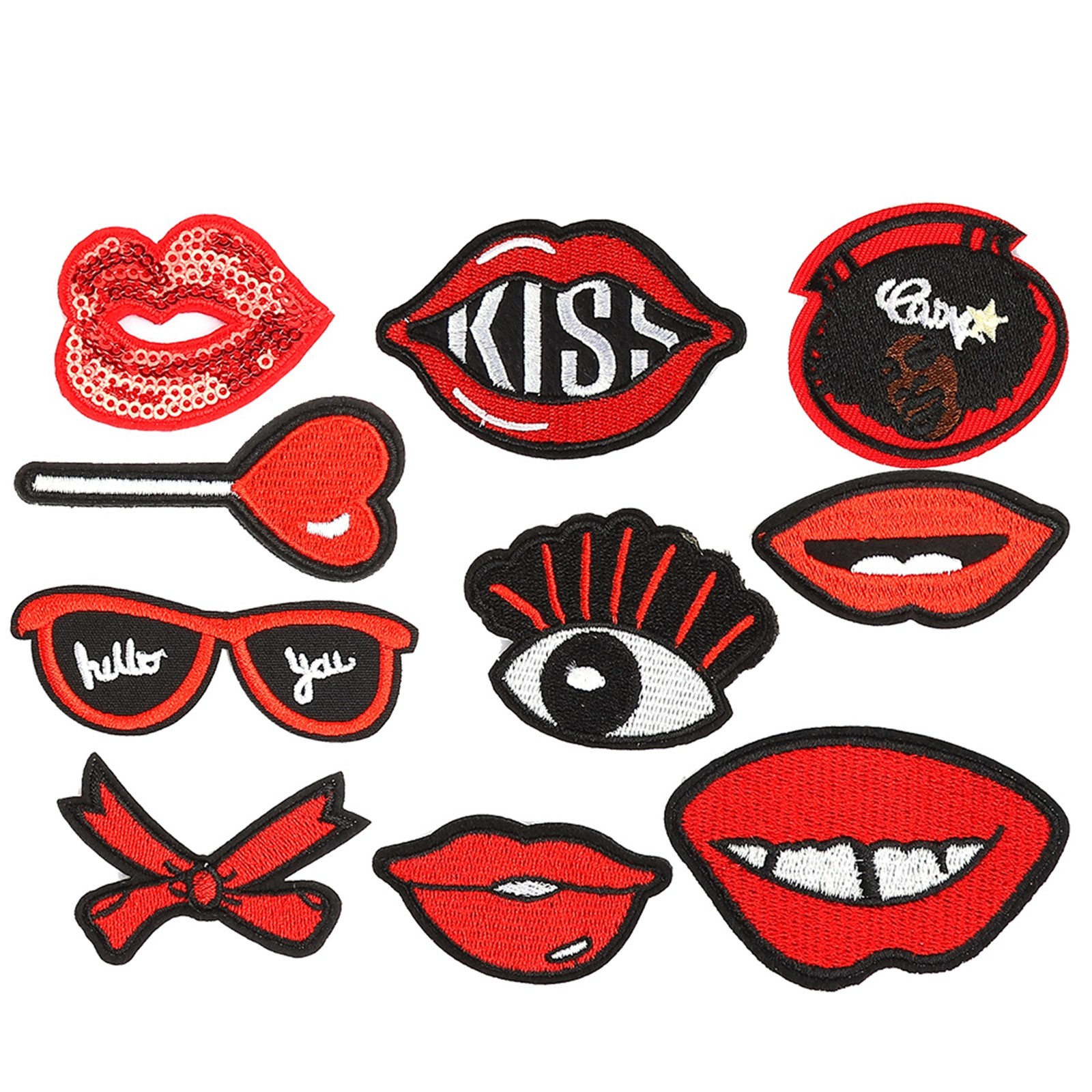 20pcs Lip Pattern Patch Decor Lipstick Clothing Sticker Embroidery Adhesive