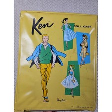 Vintage 1961 Mattel Ken Doll Case Yellow Vinyl Barbie Collectible Toy Box MCM