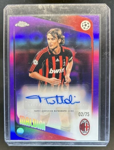 2025-26 Topps Chrome UEFA CC Paolo Maldini Legends Auto Purple Refractor #/75