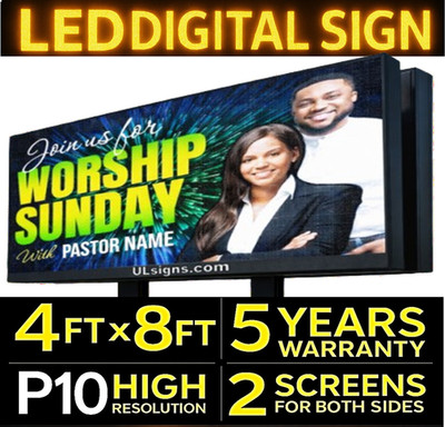 4' x 8' P10 Outdoor Double-Sided Full-Color Programmable LED Billboard Display