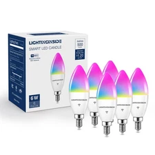 E12 Smart Light Bulbs 60W Equiv., Work with Alexa/Google Home/Smart Life, 500...