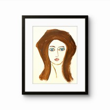 BPR Studio  Original Woman's FaceAbstract Neo Expressionist Painting 14x11 Paper