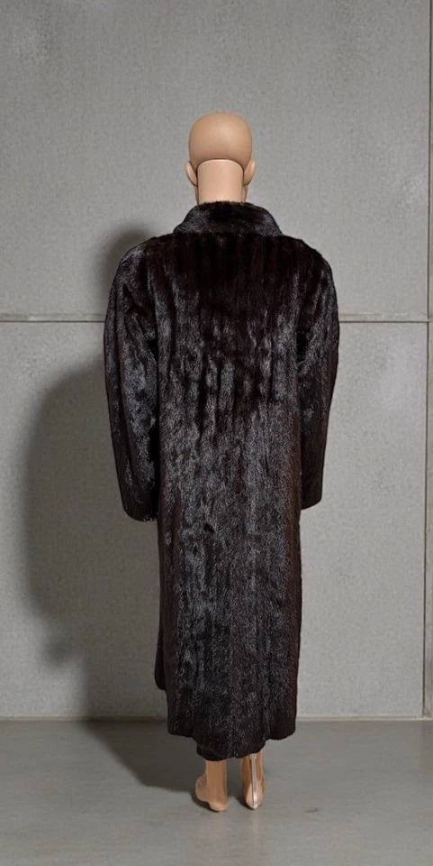 Abrigo de piel de visón BLACKGLAMA vintage para dama longitud completa 12-14 Foto 3 de 4
