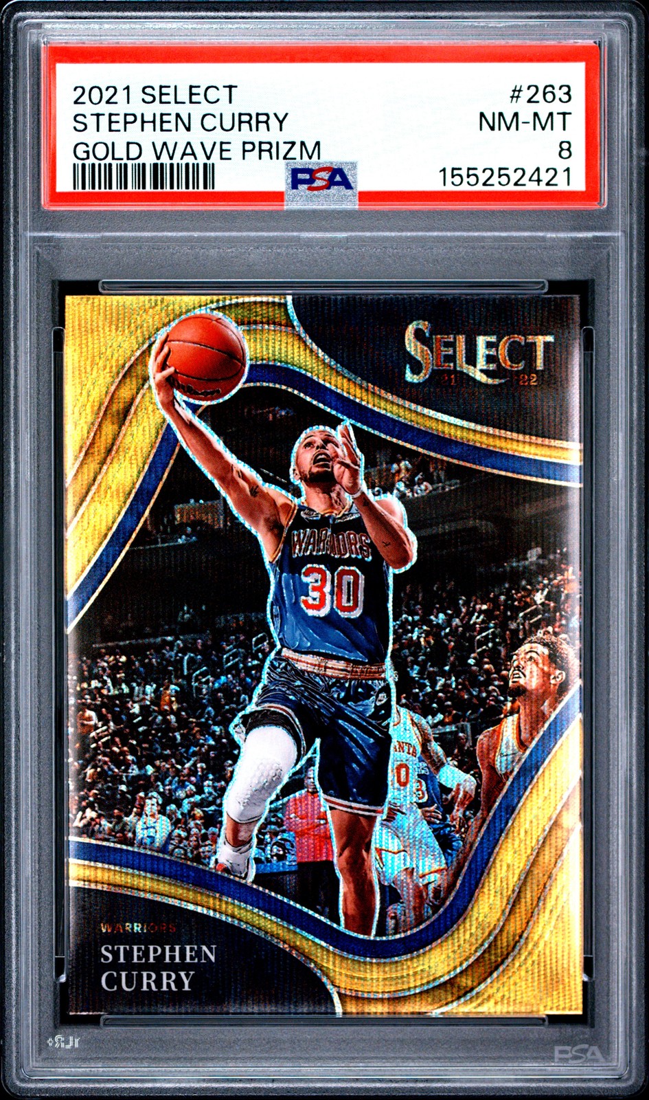 2021 PANINI SELECT GOLD WAVE PRIZM #263 STEPHEN CURRY PSA 8