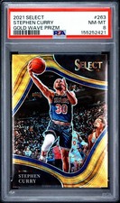 2021 PANINI SELECT GOLD WAVE PRIZM #263 STEPHEN CURRY PSA 8