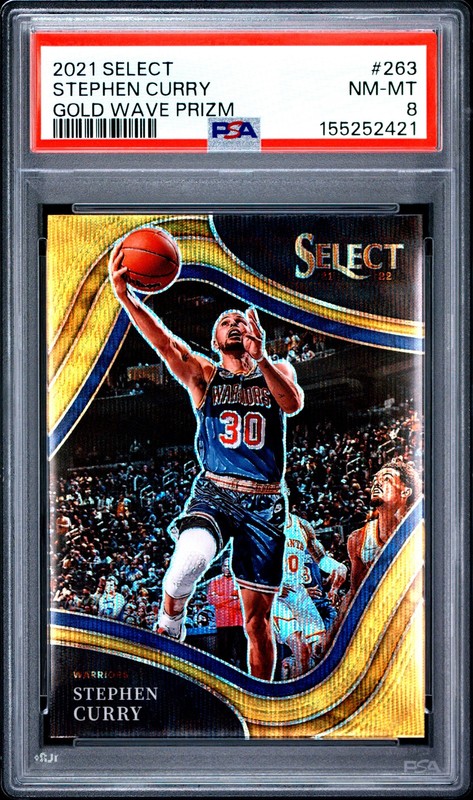 2021 PANINI SELECT GOLD WAVE PRIZM #263 STEPHEN CURRY PSA 8